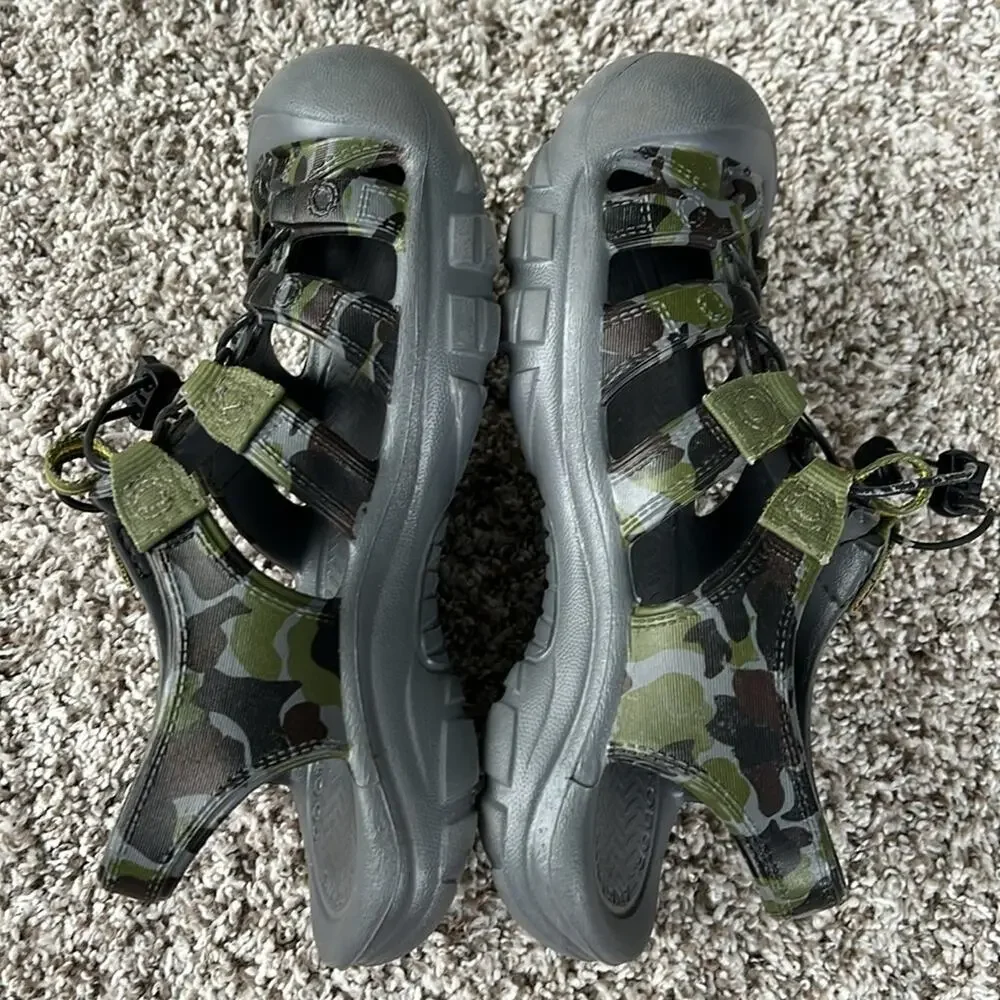 Keen Kids Sunport Strappy Sandals in Green Gray Camo